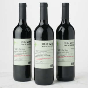 Étiquette Pour Bouteilles De Vin Drôle Étiquette Vin Prescription Rouge Blanc Rose