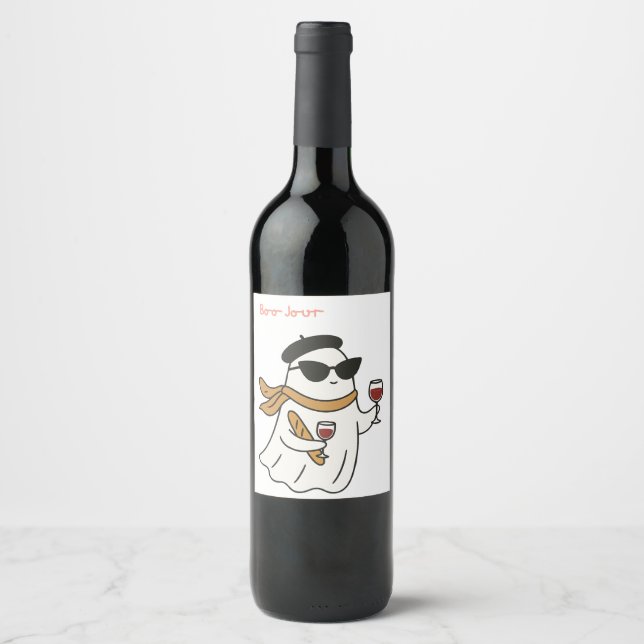 Étiquette Pour Bouteilles De Vin Drôle Halloween Boo Jour Trick ou Treat (Devant)