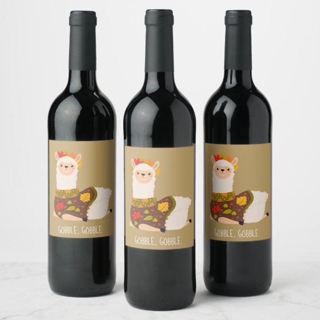 Étiquette Pour Bouteilles De Vin Drôle Llama Turquie Thanksgiving (Bouteilles)