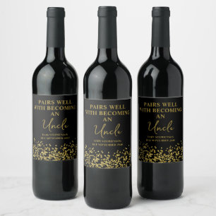Étiquette Pour Bouteilles De Vin Drôle mignon Noir et Or Grossesse Reveine Famille