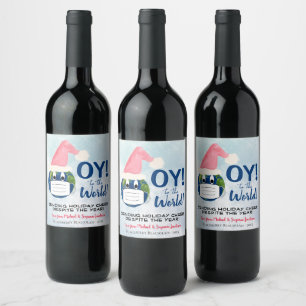 Étiquette Pour Bouteilles De Vin Drôle Pandemic OY to the World Holiday