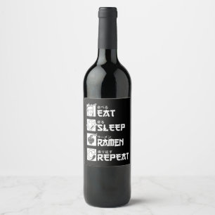 Étiquette Pour Bouteilles De Vin Eat Sleep Anime Repeat Venin Idea Cosplayer