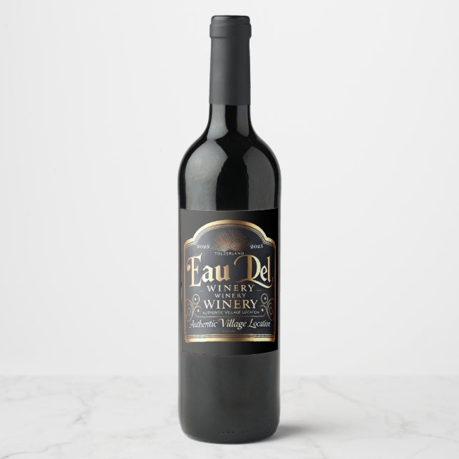 Étiquette Pour Bouteilles De Vin Eau Del, vin du sud de Munich, dorflage (humour) (Devant)