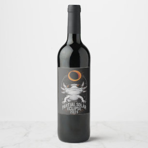 Étiquette Pour Bouteilles De Vin Éclipse solaire partielle 2025 Axolotl Amphibian