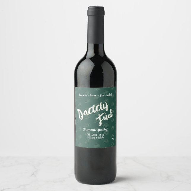 Étiquette Pour Bouteilles De Vin Écriture manuscrite Daddy Carburant vert raisins m (Devant)