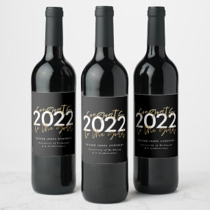 Étiquette Pour Bouteilles De Vin Écriture moderne en noir et or graduation stylisée