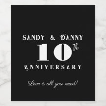Écriture personnalisée 10e anniversaire noir blanc