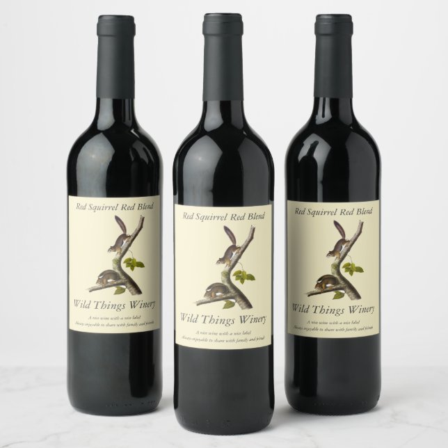 Étiquette Pour Bouteilles De Vin Écureuil rouge américain (Colombien de Richardson) (Bouteilles)