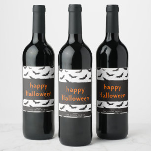 Étiquette Pour Bouteilles De Vin Éffrayant chauves-souris personnalisées Halloween 
