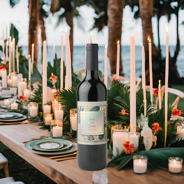 Étiquette Pour Bouteilles De Vin Élégance tropicale (Créateur téléchargé)