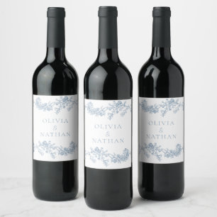 Étiquette Pour Bouteilles De Vin Élégance vintage : Mariage floral classique