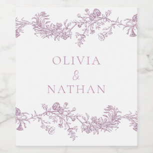 Étiquette Pour Bouteilles De Vin Élégance vintage : Rose classique Dusty rose Maria