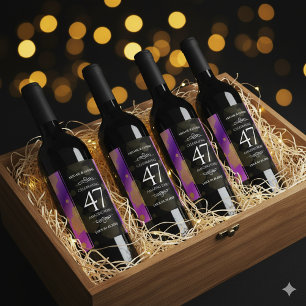 Étiquette Pour Bouteilles De Vin Élégant 47e anniversaire du Mariage Améthyste