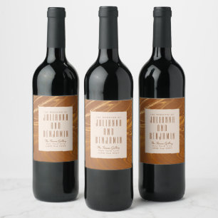 Étiquette Pour Bouteilles De Vin Elégant Abstrait Gold et Bronze Mariage personnali