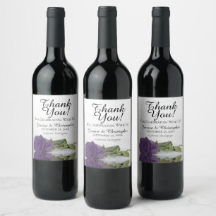 Étiquette Pour Bouteilles De Vin Élégant Améthyste Rose violet Merci Mariage