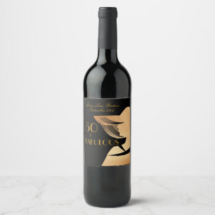 Étiquette Pour Bouteilles De Vin Elégant art déco or Cinquante & Fabuleux design