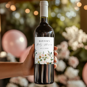 Étiquette Pour Bouteilles De Vin Elégant Baby shower de Magnolias aquarelle