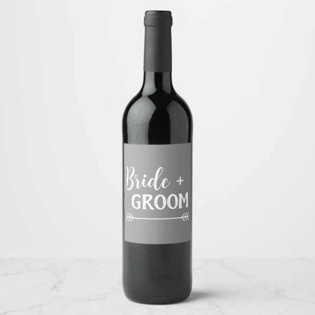 Étiquette Pour Bouteilles De Vin élégant chic BRIDE + GROOM | (Devant)
