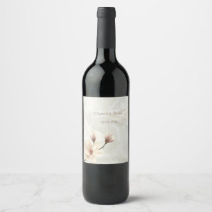Étiquette Pour Bouteilles De Vin Elegant Chic Magnolia, Marbre blanc