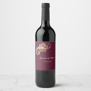 Étiquette Pour Bouteilles De Vin Élégant Chic Or Paon
