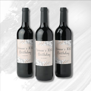 Étiquette Pour Bouteilles De Vin Élégant Élégant Rose Pâle Blanc Floral Anniversair