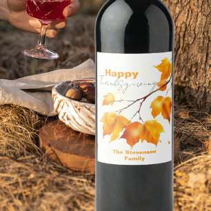 Étiquette Pour Bouteilles De Vin Élégant et vibrant Maple Feuilles de l'automne Tha
