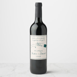 Étiquette Pour Bouteilles De Vin Elégant Étiquette de vin Mariage vert rétro tiré à