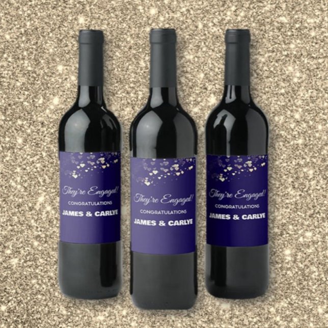 Étiquette Pour Bouteilles De Vin Élégant, Félicitations de fiançailles sur mesure  (Créateur téléchargé)