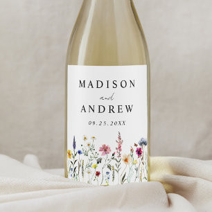Étiquette Pour Bouteilles De Vin Élégant Fleur sauvage Meadow Mariage