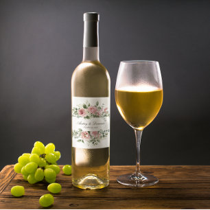 Étiquette Pour Bouteilles De Vin Élégant Floral Botanical Roses Rose Rustique Maria