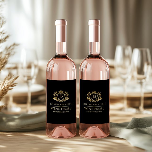 Étiquette Pour Bouteilles De Vin Elegant Gold Crest Frame Wine Label (Créateur téléchargé)