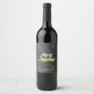 Étiquette Pour Bouteilles De Vin Élégant Joyeux Noël Botanique d'hiver