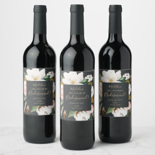 Étiquette Pour Bouteilles De Vin Élégant Magnolia   Proposition de la femme de cham