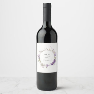 Étiquette Pour Bouteilles De Vin Élégant Mariage de germe de prairie rustique Lilac