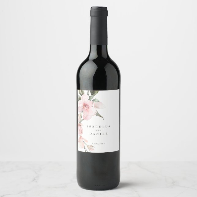 Étiquette Pour Bouteilles De Vin Élégant Mariage de Magnolia Botanique (Devant)