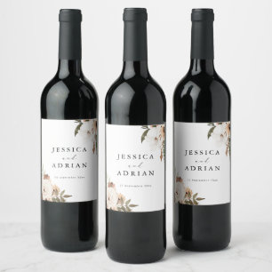 Étiquette Pour Bouteilles De Vin Élégant Mariage Floral Boho
