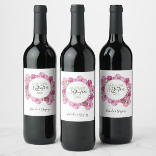 Étiquette Pour Bouteilles De Vin Élégant Mariage Pink Peonies