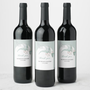 Étiquette Pour Bouteilles De Vin Élégant Menthe Exotique Eucalyptus Floral Aquarell