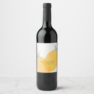 Étiquette Pour Bouteilles De Vin Élégant Mignon Jaune Citron Fruité Citron Clair