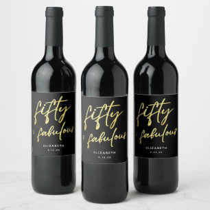 Étiquette Pour Bouteilles De Vin Elégant minimaliste Black Gold Cinquante et fabule
