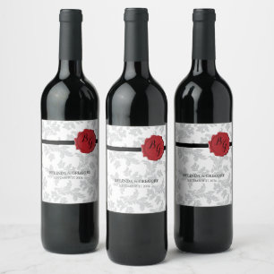 Étiquette Pour Bouteilles De Vin Élégant Motif et Mariage de sceau de cire