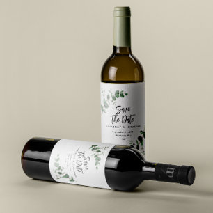 Étiquette Pour Bouteilles De Vin Élégant noir moderne eucalyptus chic pour sauver l