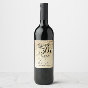 Étiquette Pour Bouteilles De Vin Élégant Or 50e Anniversaire