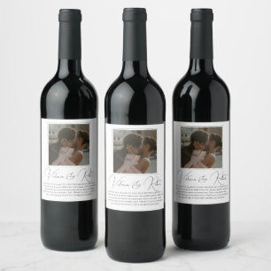 Étiquette Pour Bouteilles De Vin Elégant Photo moderne Toast Mariage personnalisé