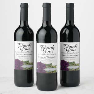 Étiquette Pour Bouteilles De Vin Élégant prune violet Rose Mariage Merci