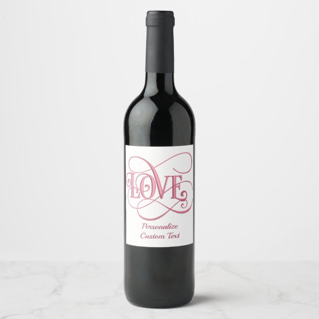 Étiquette Pour Bouteilles De Vin Élégant Romantique Rose Love Champagne (Devant)