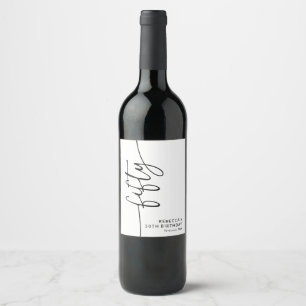 Étiquette Pour Bouteilles De Vin Élégant Script Cinquante 50e Anniversaire