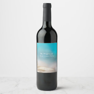 Étiquette Pour Bouteilles De Vin Elégant Sea Shells Blue Tropical Beach Vins Étique