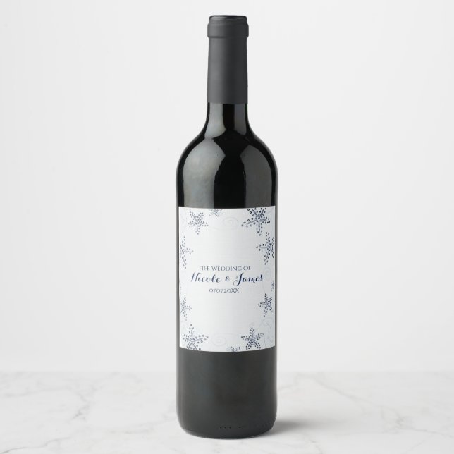 Étiquette Pour Bouteilles De Vin Elégant Starfish & Sequins Blue Beach Vins Étiquet (Devant)