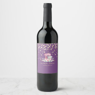 Étiquette Pour Bouteilles De Vin Élégant stylé, confettis en faux or, mélangeur